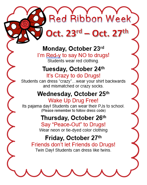 Red Ribbon Week-October 23rd-27th