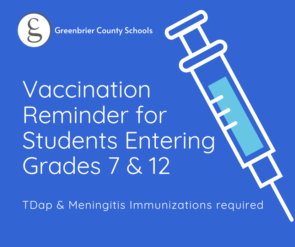 Vaccination  Reminder for Grades 7 & 12
