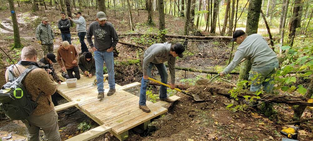 GEHS Students Building Trail Bridge