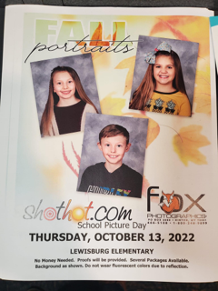 Thursday, October 13 is picture day at LES!