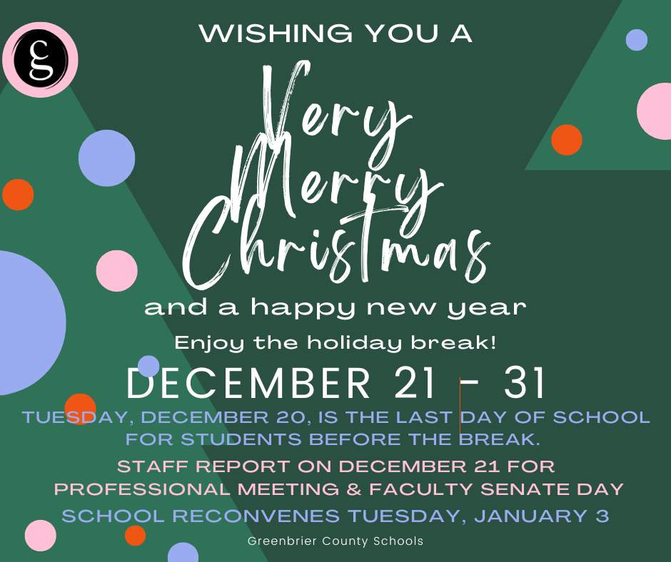 Holiday break reminder