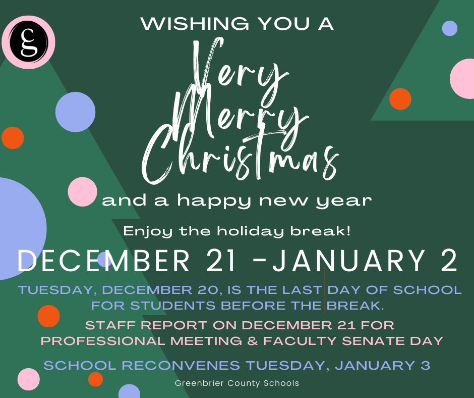 Holiday break reminder
