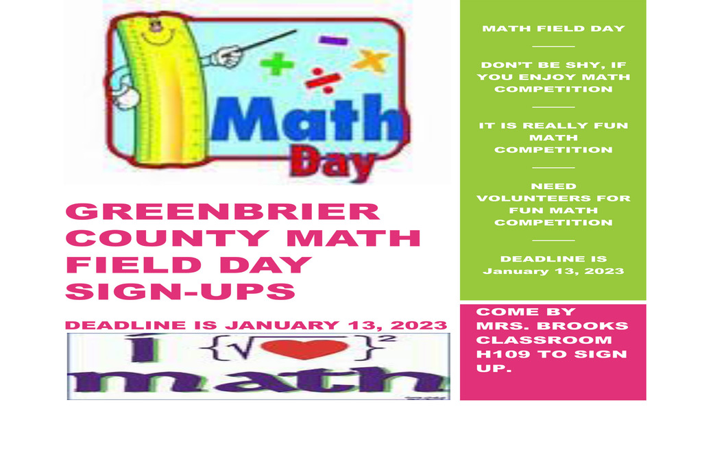 Math Field Day Sign Ups