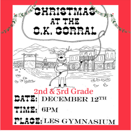 Christmas Program (2nd & 3rd Grades) December 12th at 6 PM in the Gym